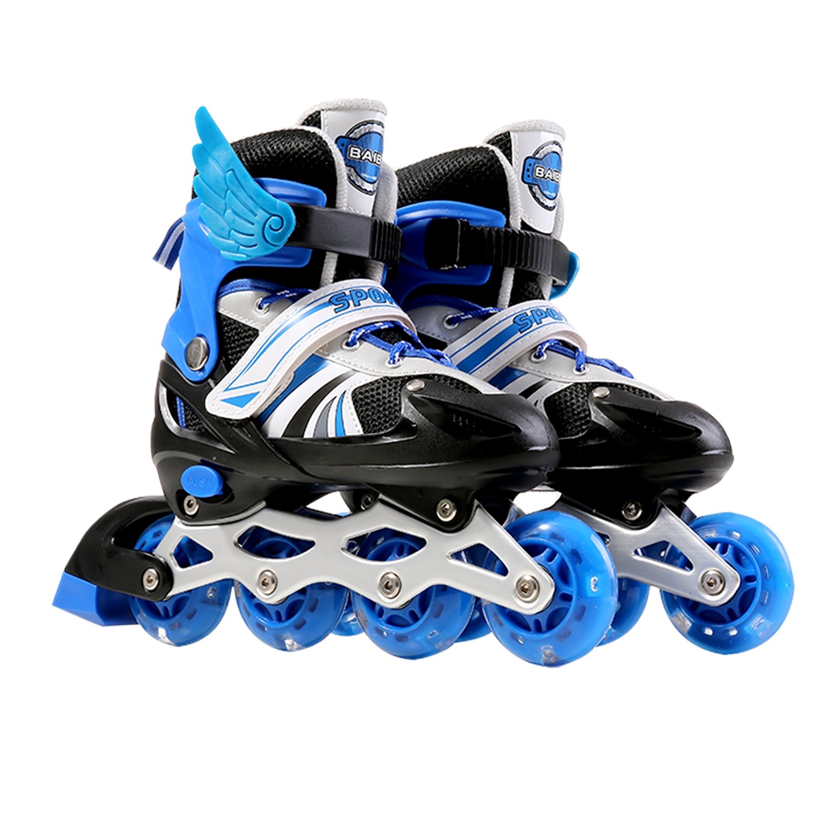 Decanon male and female skater children, starters in dry skates with men and women in straight line