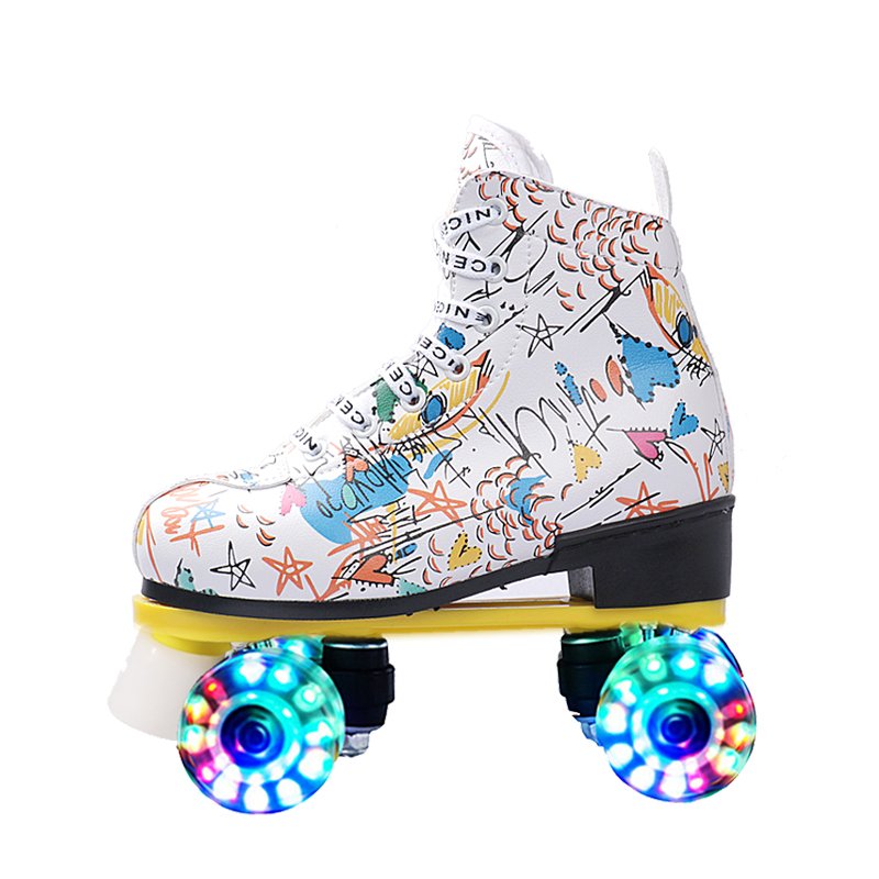 two pairs of skates, two rows of night-lighted skating, two-wheeled skating wheel