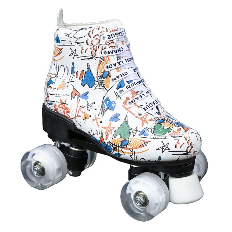 New adult pair of skates, four-wheeler skating shoes, adult male and female