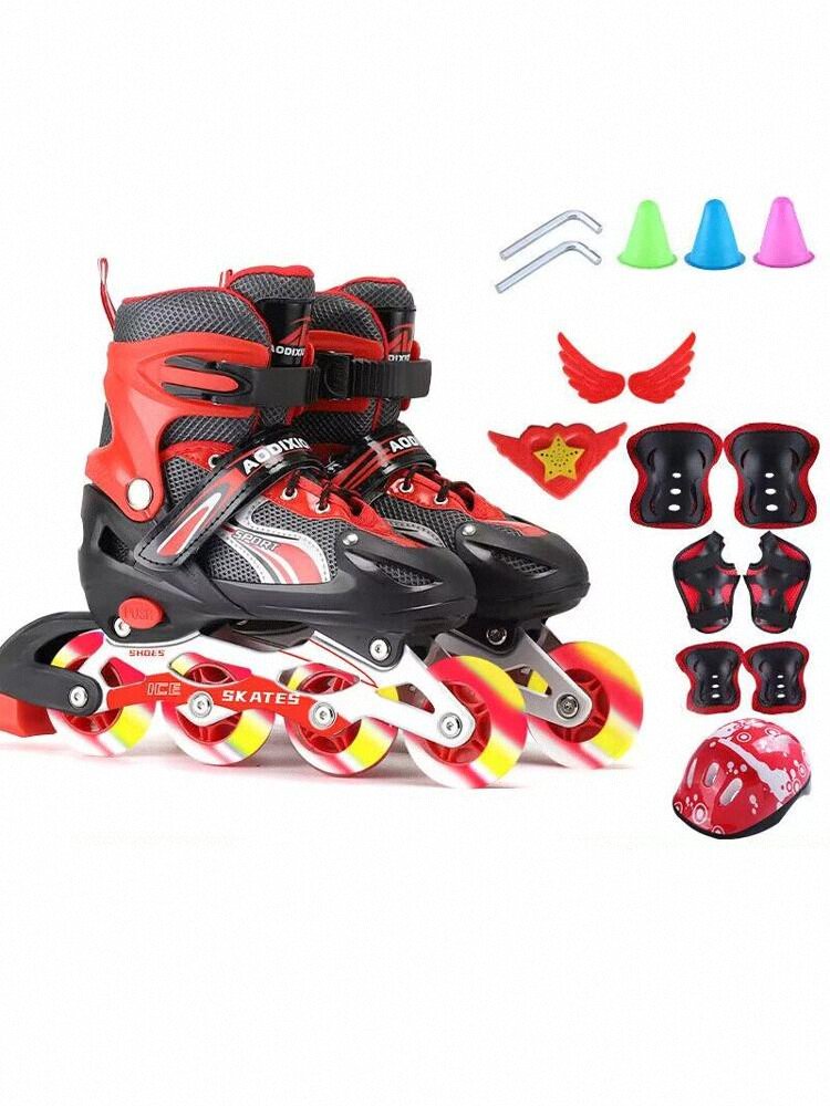 Roller skates children with a straight roller of dry ice between the ages of 3-6-8-10 can regulate the migration of adult boys and girls