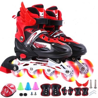High-quality roller skates children with a full set of 3-6-8-10 beginners, boys and girls, will be able to walk straight out of the ice