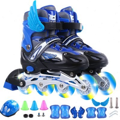 High-quality roller skates children with a full set of 3-6-8-10 beginners, boys and girls, will be able to walk straight out of the ice