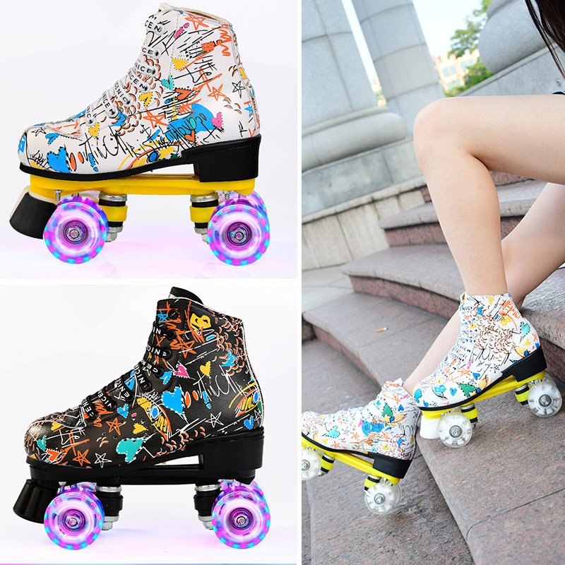 A four-wheel night roller skater skating skating skating field for both men and women