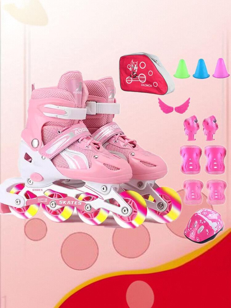 3-4-5-6-8-10-year-old skate boy boy and girl with a full set of wheeled skates for starters