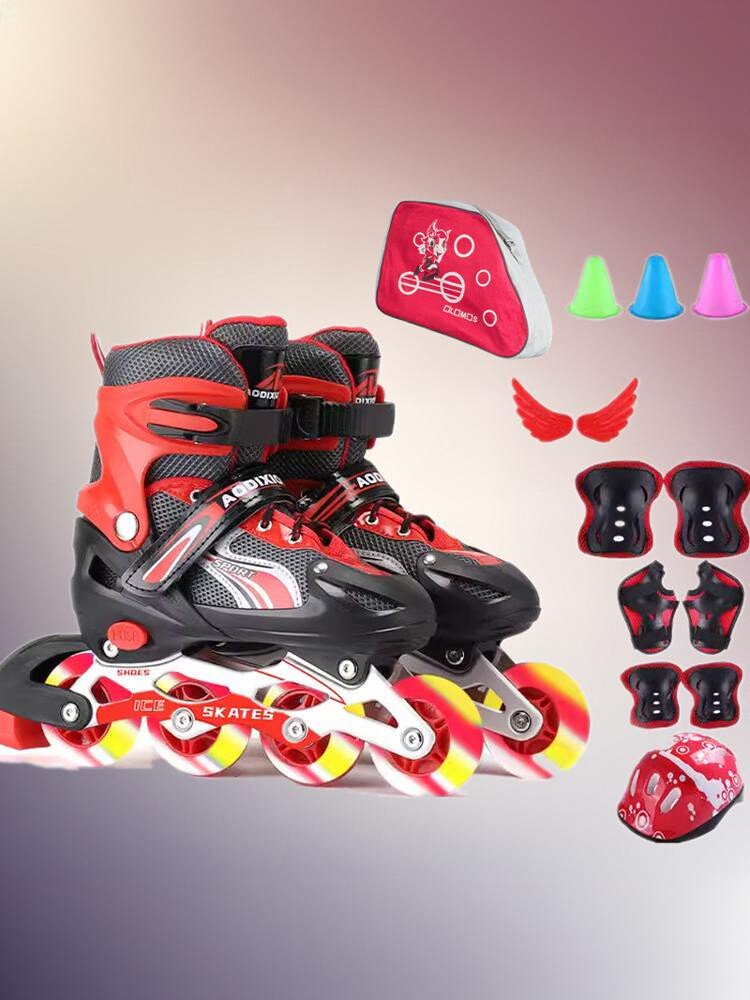 3-4-5-6-8-10-year-old skate boy boy and girl with a full set of wheeled skates for starters