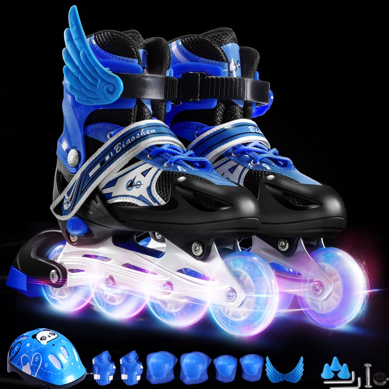3-4-5-6-8-10-12 straight rows of skates with both men and women