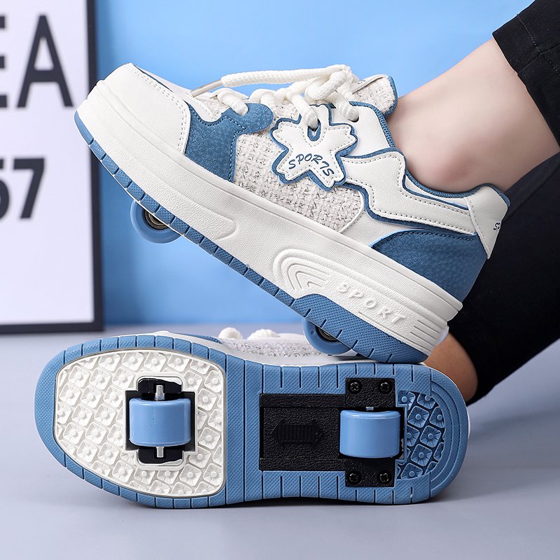 Two-wheel automatic contractions for boys and girls who take their shoes to hide their new summer and fall sports shoes