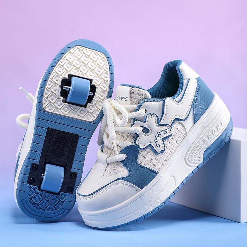 Two-wheel automatic contractions for boys and girls who take their shoes to hide their new summer and fall sports shoes