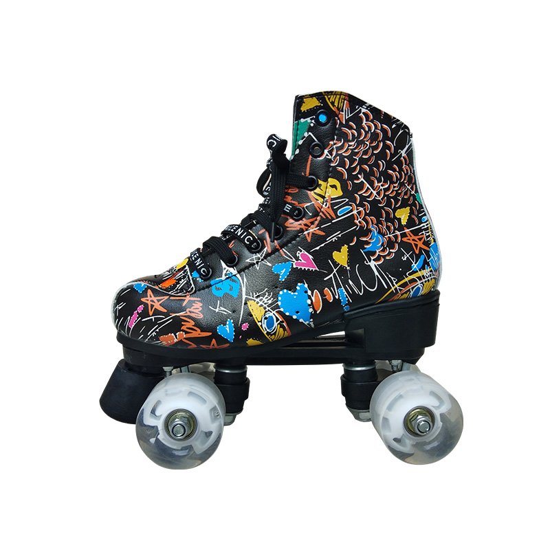 Grown-up double skates, men and women, dry-shoes, double-sleeved children's roller-shoes baby beginners four-wheel flashes