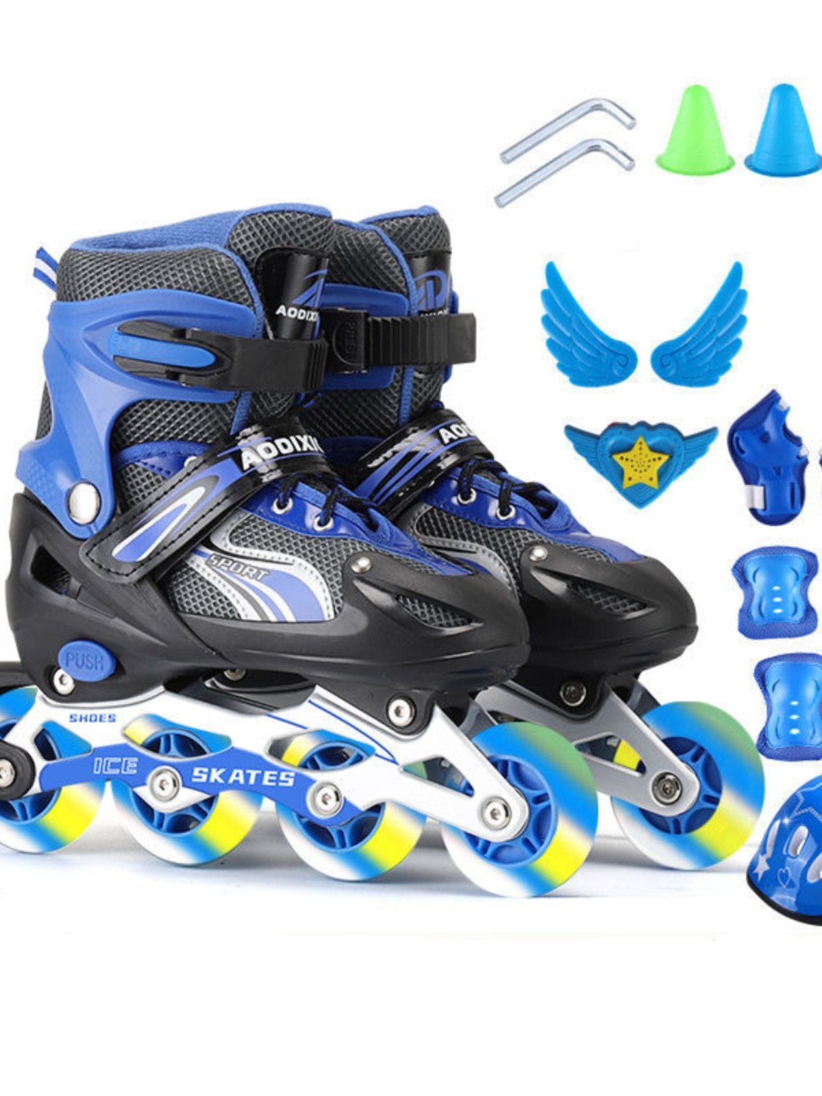 Four rounds of skating skates for adults, boys and girls, in one-way skates