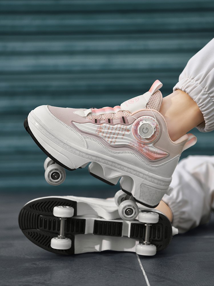 Girl-shoe-shoe boy, four-wheel automatic insulation of invisible skates, adult girl skates