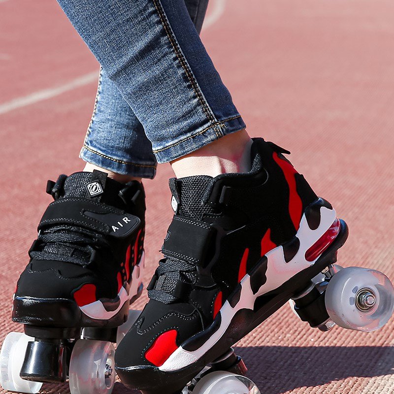 NEW ADULT DOUBLE SKATER CHILDREN, FOUR-WHEELER SKATING SHOES, ADULT MALE AND FEMALE, DRY-SHOE DOUBLE Z SKATES