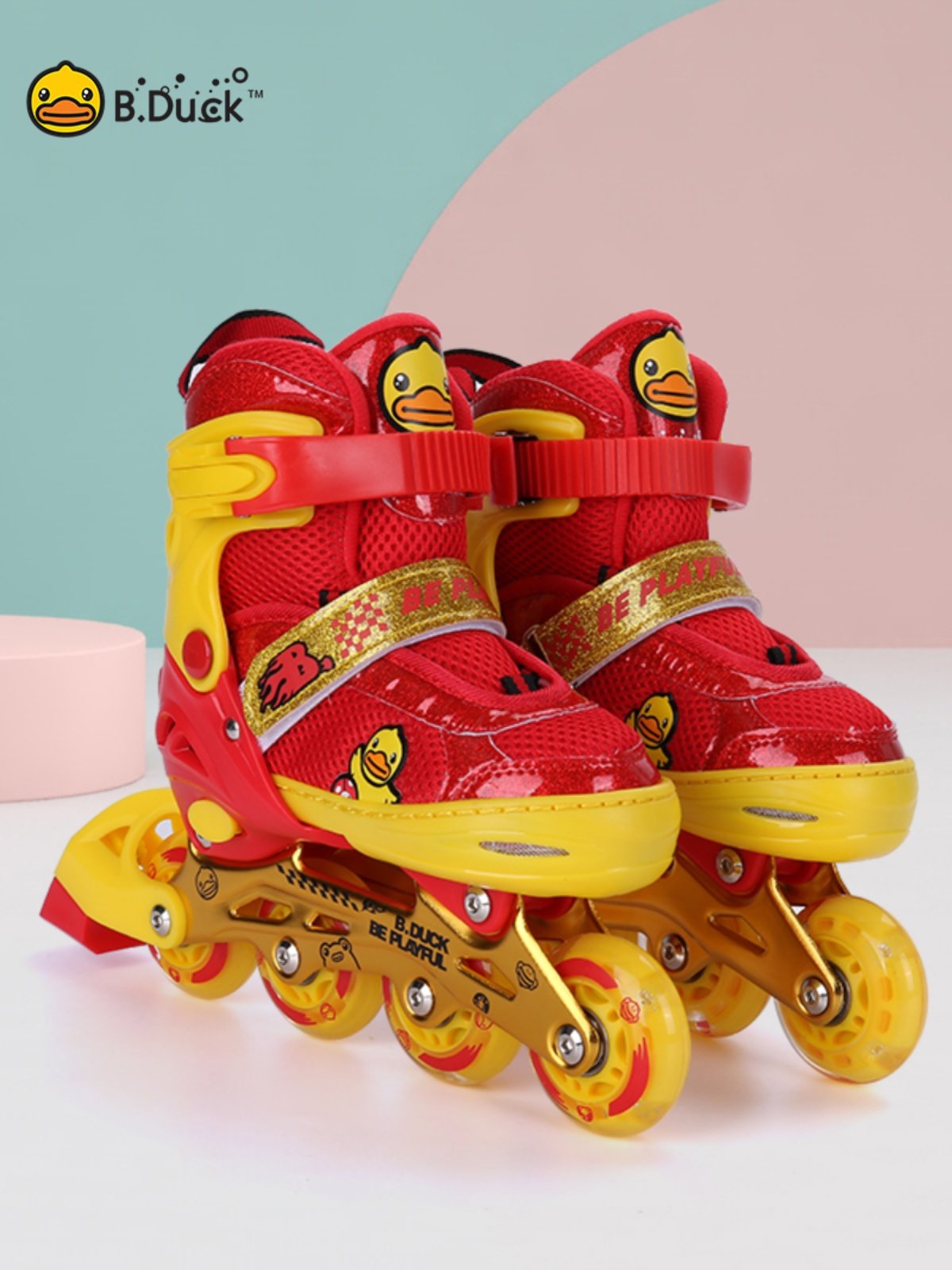 B. DUCK DUCK CHILDREN SKATES FULL OF BEGINNERS, BOYS AND GIRLS