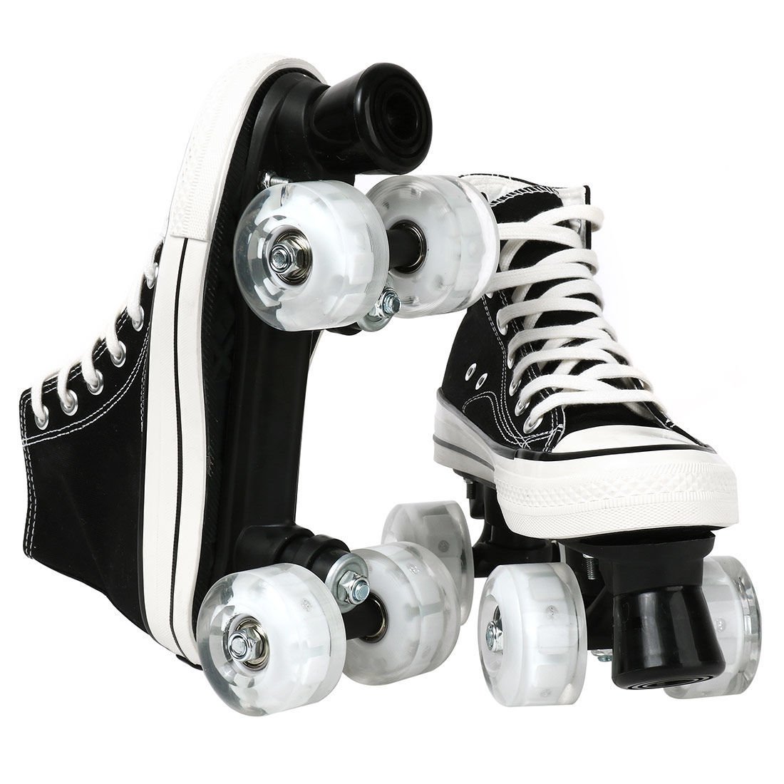 Summer skating skates, two adult roller skaters, two double roller skates, four-wheeler roller skates