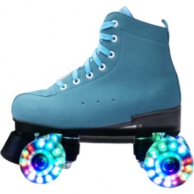 High-end blue skates, two adult roller skates, four-wheeler roller skates