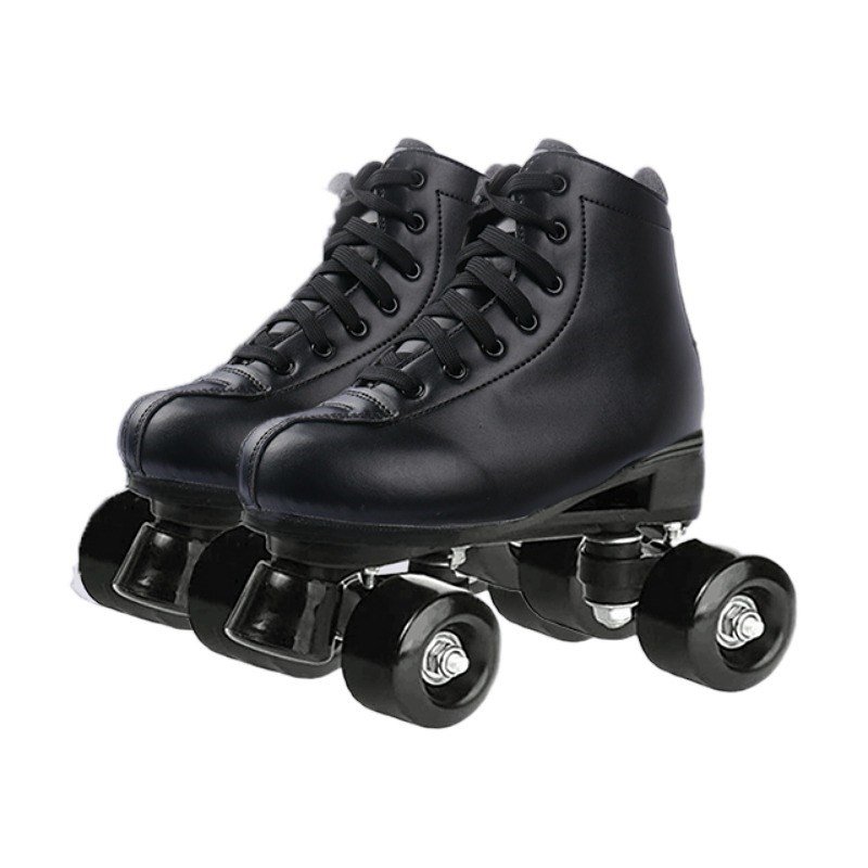 Black and white skates and four rounds of skating shoes for men and women