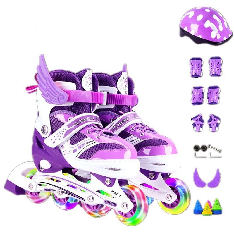 Skating slipper children aged 3-5-6-18 years, male and female beginners, roller skates and roller skates to light children