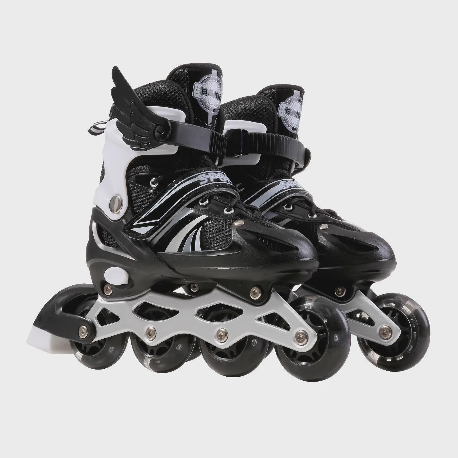 German skater children with a full set of men and women straight-on roller skates 3-10-year-old beginners