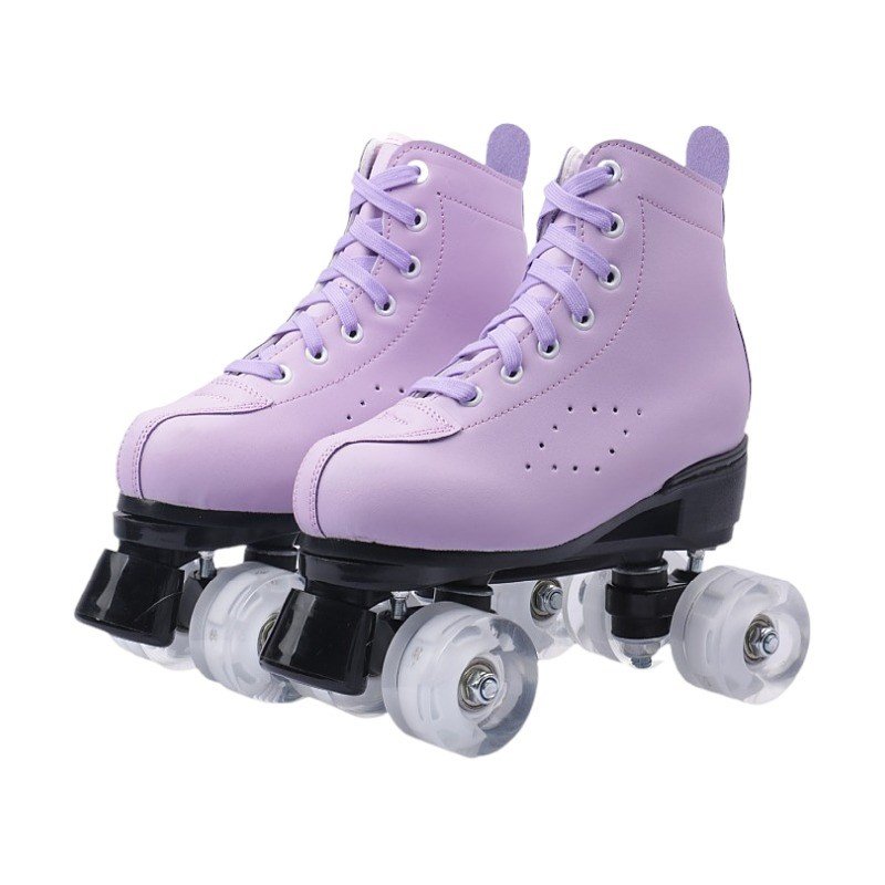 Four rounds of dry skates with two roller skaters and a young boy and a girl with skates