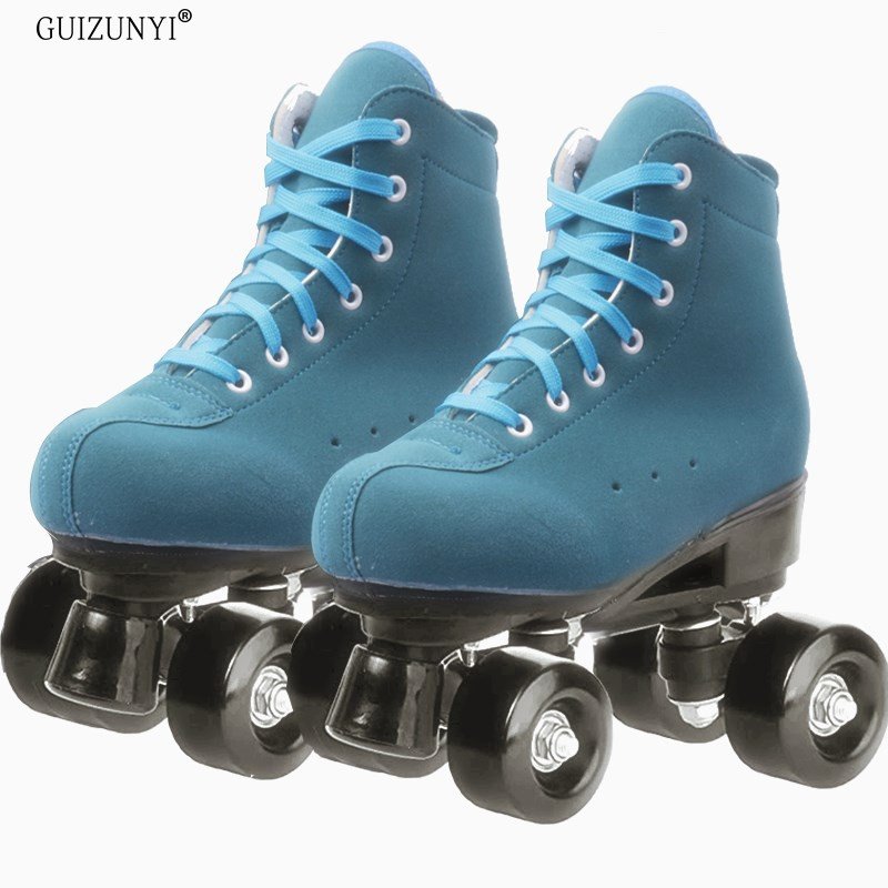 Blue skates, four-wheeled, four-wheeled skate skates