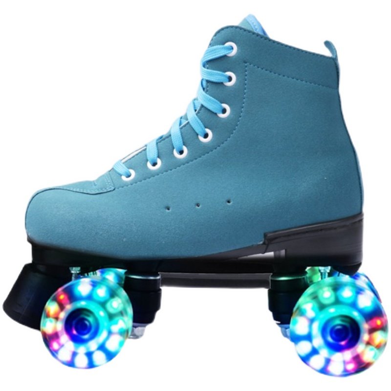 Blue skates, four-wheeled, four-wheeled skate skates