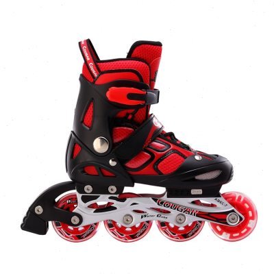 Girl's sharpenable boy skater beginner with a full set of straight-on roller skates