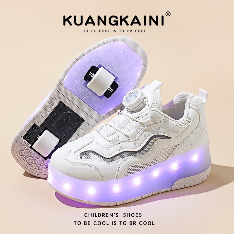 Sneaked shoes for girls in the summer and fall, and girls in the air-smuggled sports shoes with double-wheeled contraction of invisible primary school children's slippers