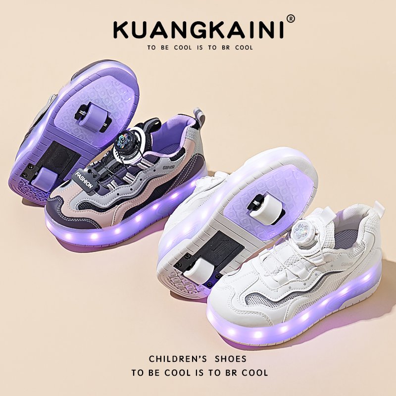 Sneaked shoes for girls in the summer and fall, and girls in the air-smuggled sports shoes with double-wheeled contraction of invisible primary school children's slippers
