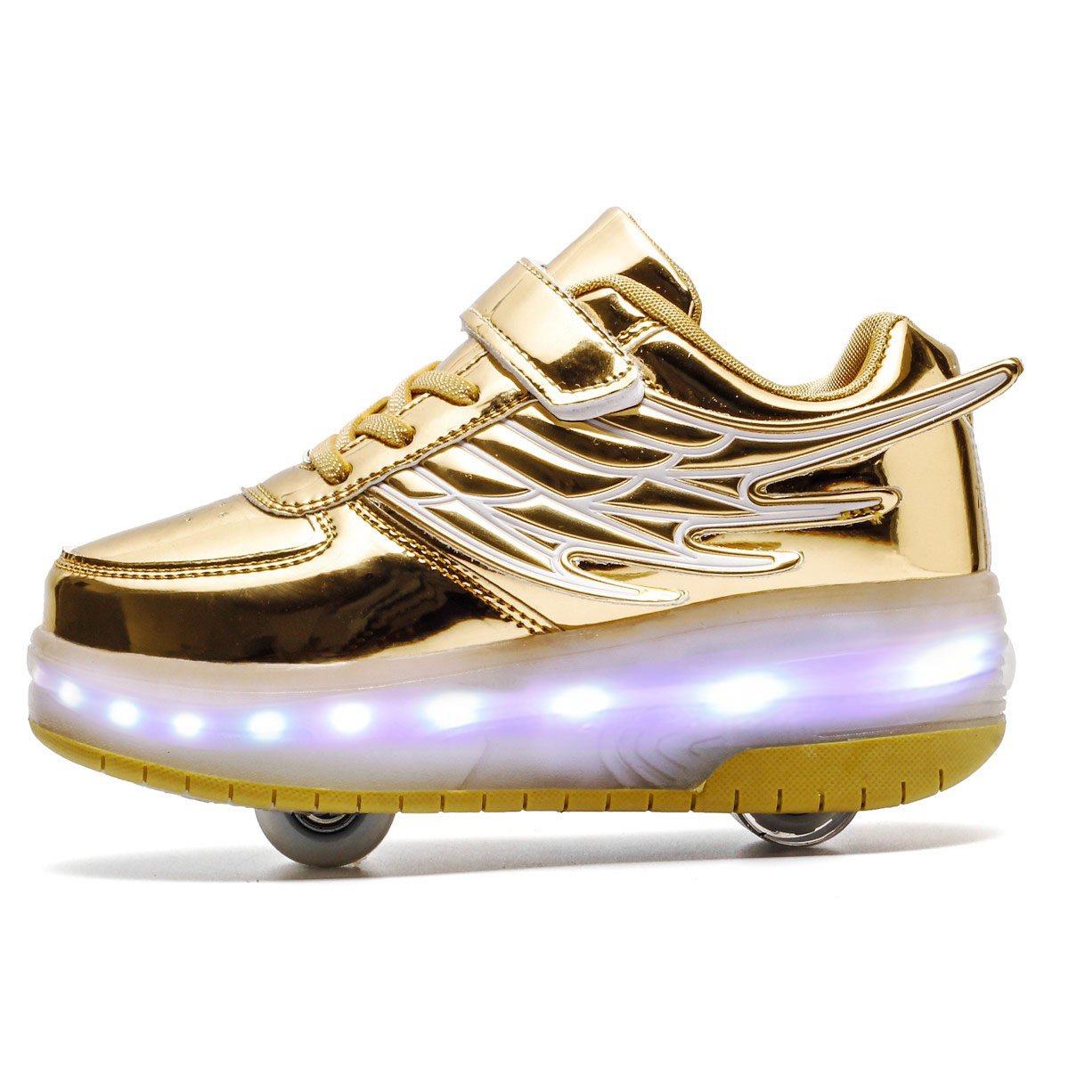 Shoes for a girl with two-wheel skates and skating shoes