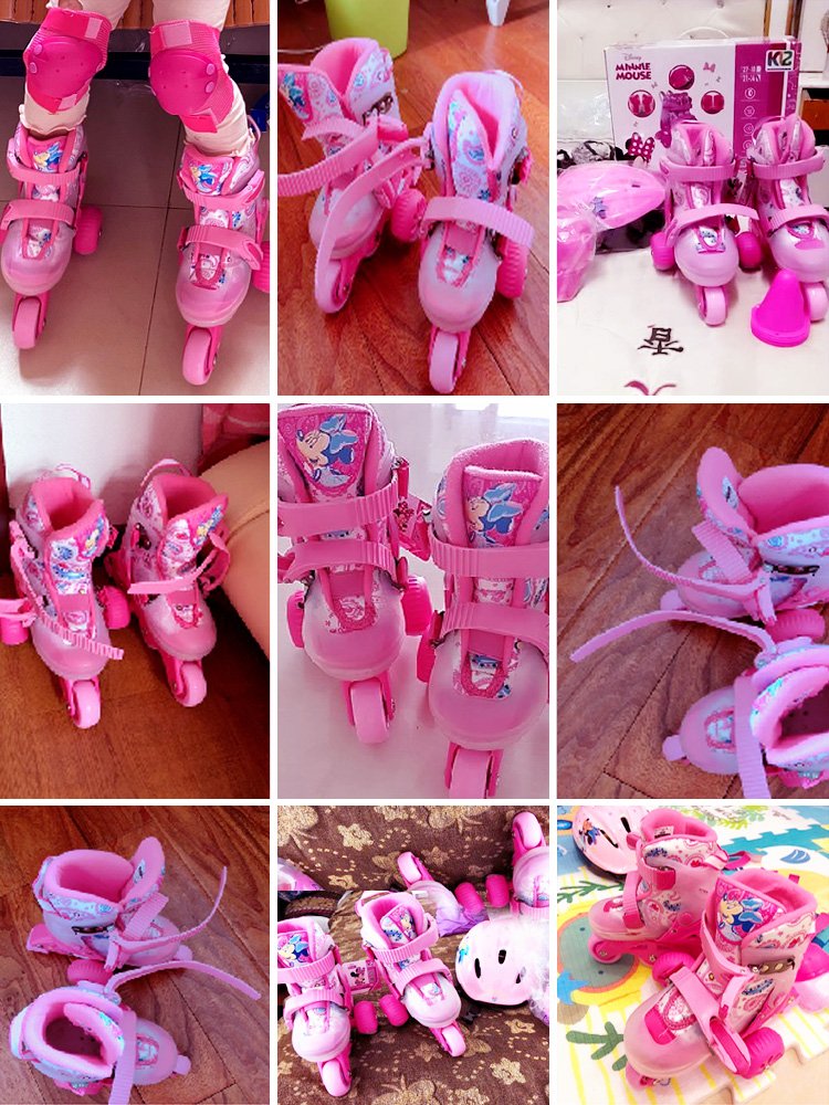 Disney skates and roller skates and baby-screw-scrubbing beginner double-skating skates