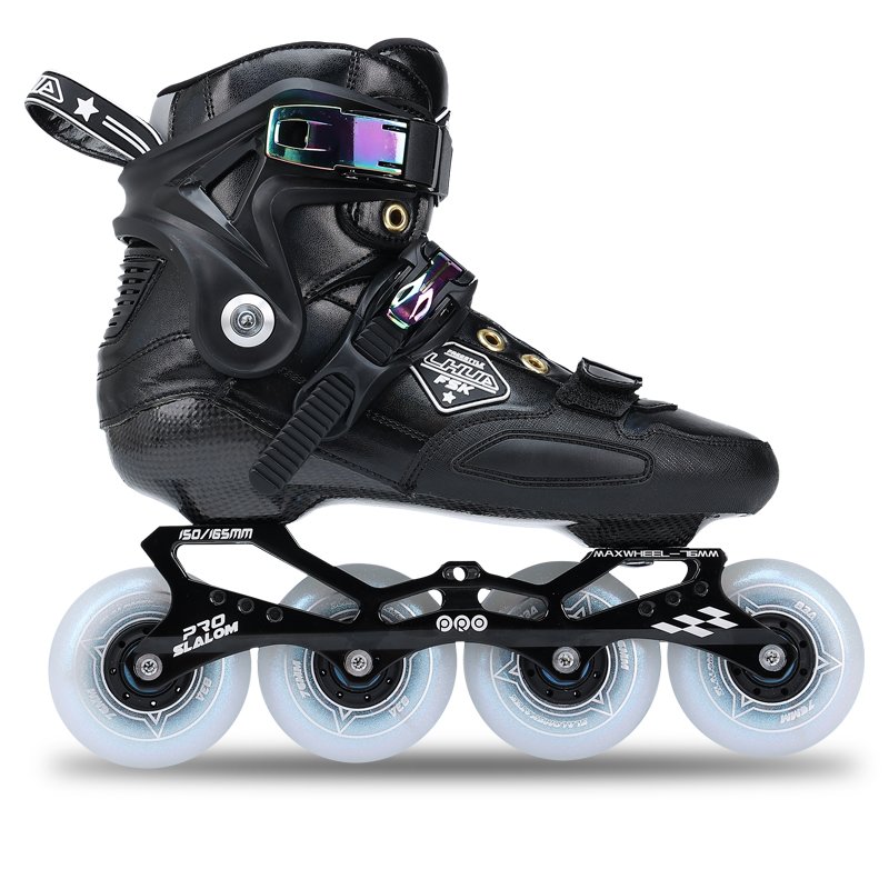 Three-wheel-sliding pedestals for children with a specialty in carbon-fibrillation skates