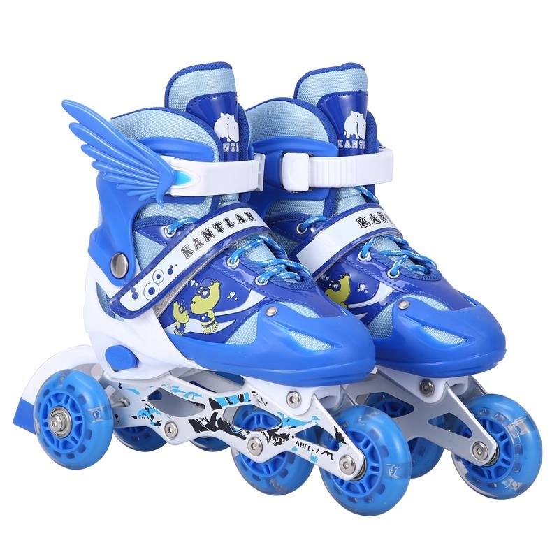 New three-legged skates, boys and girls aged 3-4-5-6-8-10, fully equipped with two pairs of skates for children
