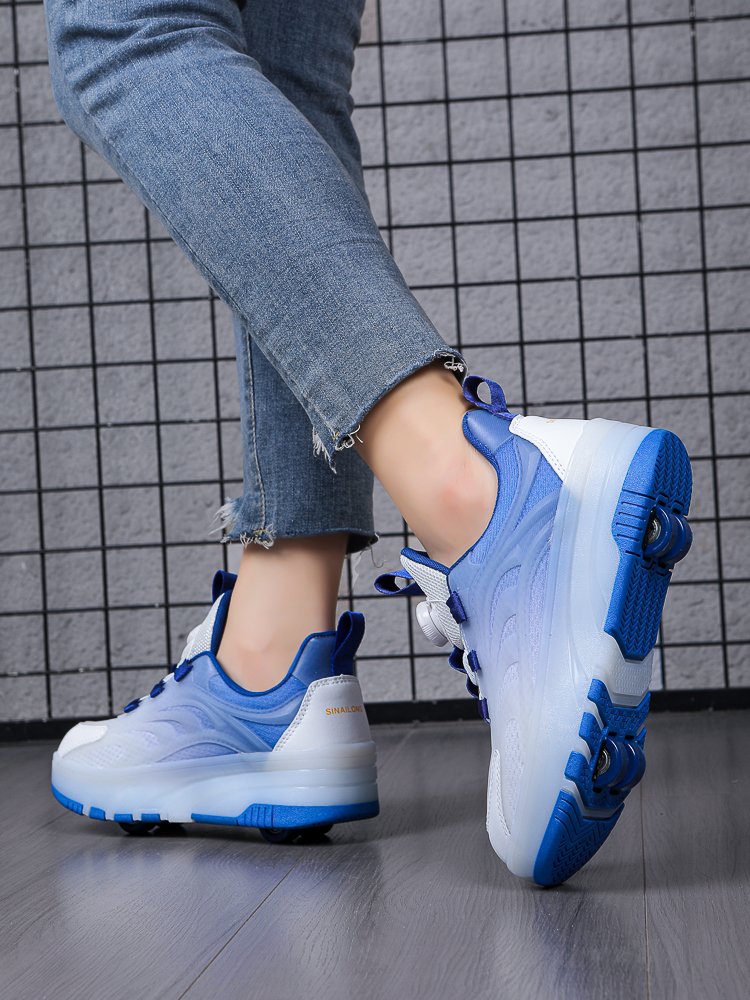 Four-wheeled invisible skates for boys with shoes taken by children