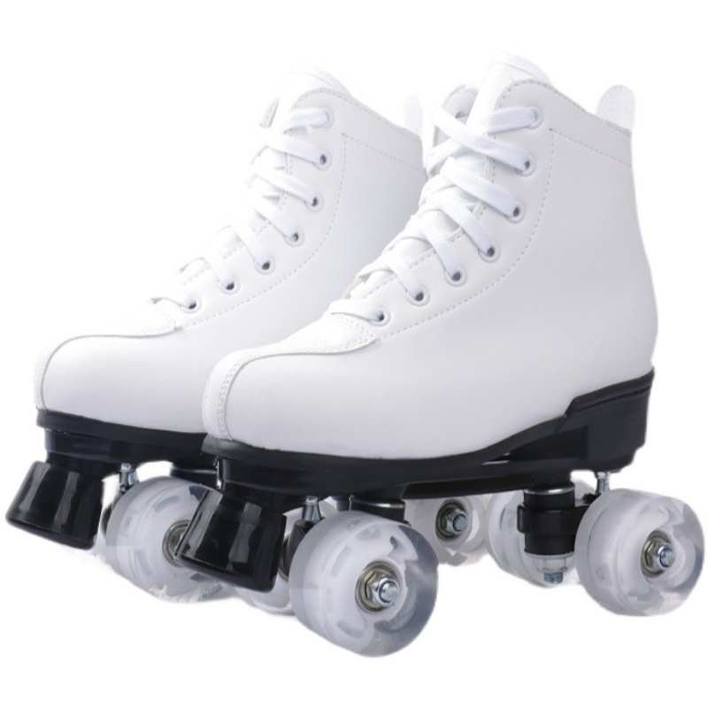 White-skinned adult double skater children, four-wheeled adult male and female, dry-shoe pairs of skates