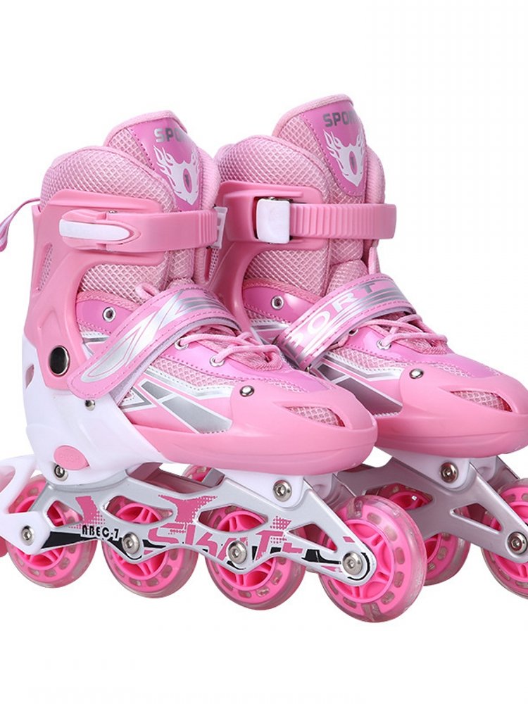 Dicanonon's four-wheel flashes of ice skates, straight rows of skates to regulate the fashion of children in skates