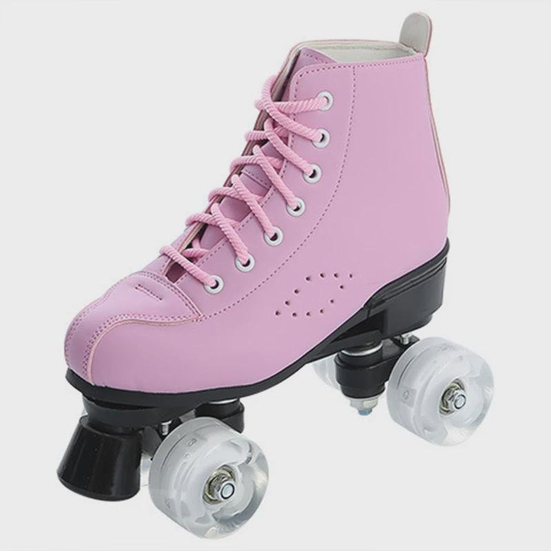 Adult double skater, male and female, night-light roller skater