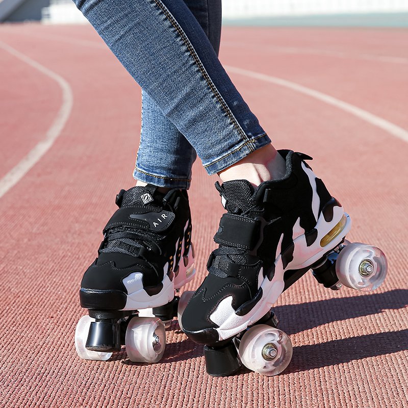 New adult pair of skates, four-wheeler skating shoes, adult male and female