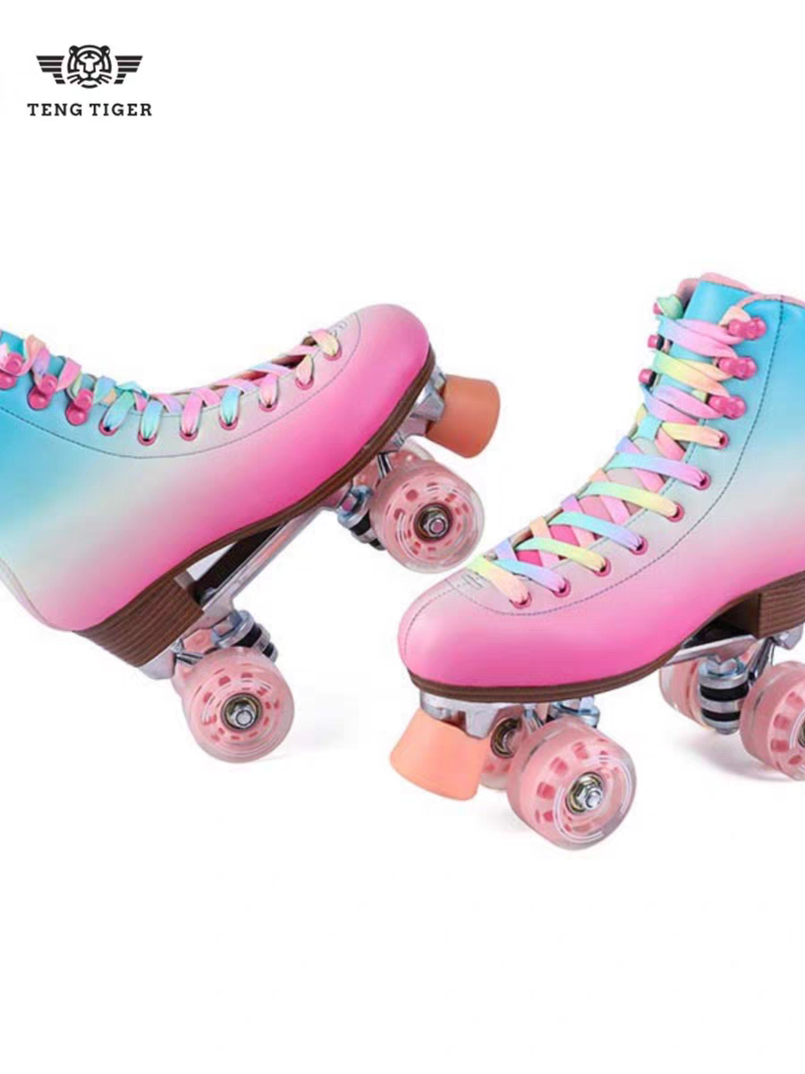 Double-shoot-shoot-colored adult skater aluminum alloy specialty skater skate-skating skating-skating ice-cold girl ice-cream