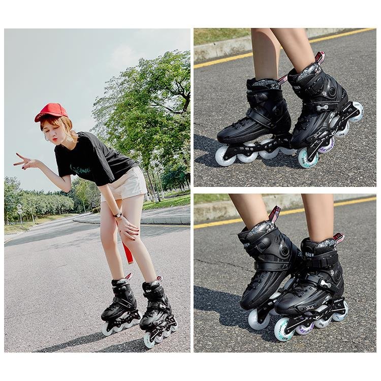 Men ' s and women ' s roller skates, one-way dryer skates, straighter skates, eight rounds of nightlight flats