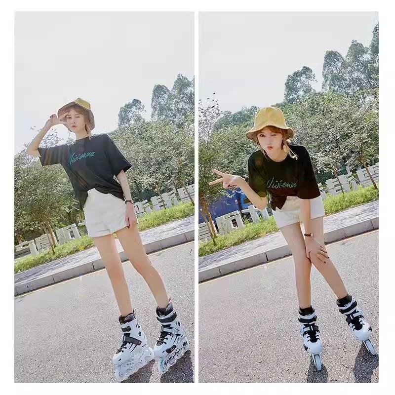 Men ' s and women ' s roller skates, one-way dryer skates, straighter skates, eight rounds of nightlight flats