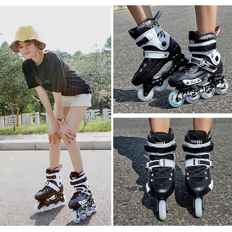 Men ' s and women ' s roller skates, one-way dryer skates, straighter skates, eight rounds of nightlight flats