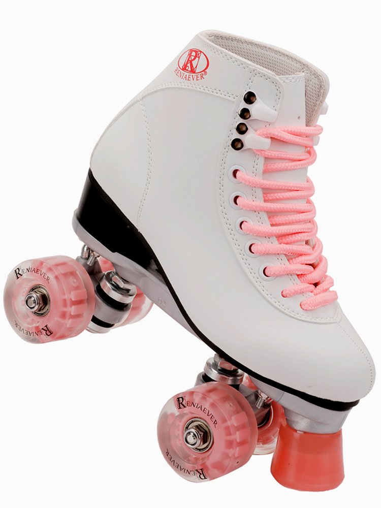 Two roller skates with a skating light, four-wheeled, colored-lighted, mail-packed