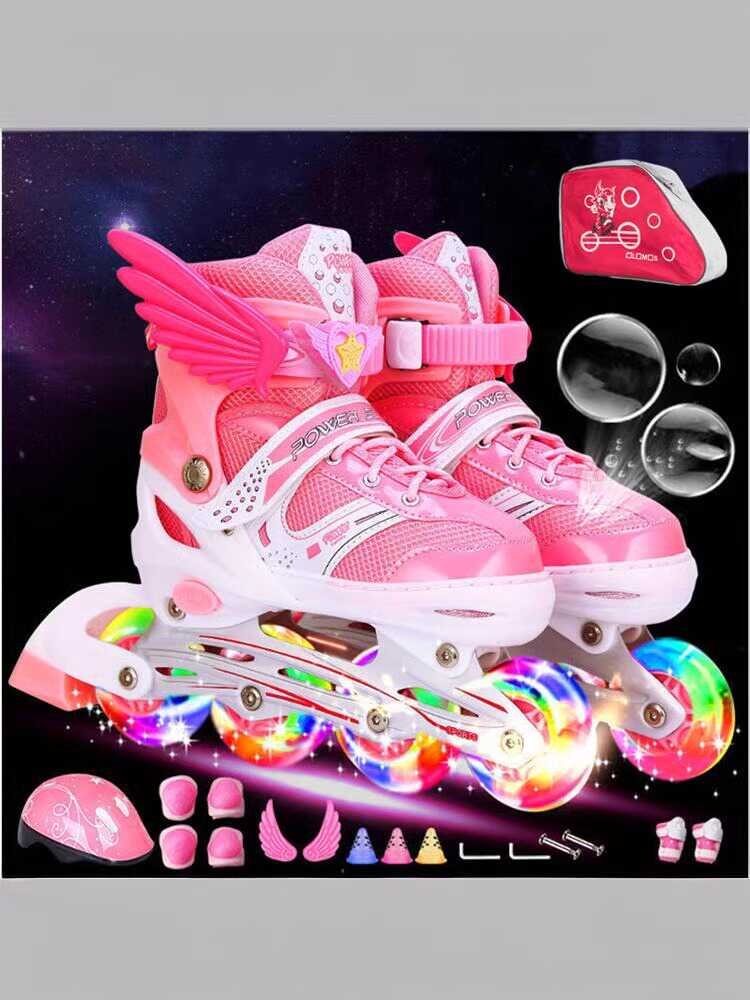 Dicannon's official flagship skating shoes for children aged 3 to 12 years can be modulated by straight-line wheel slippers