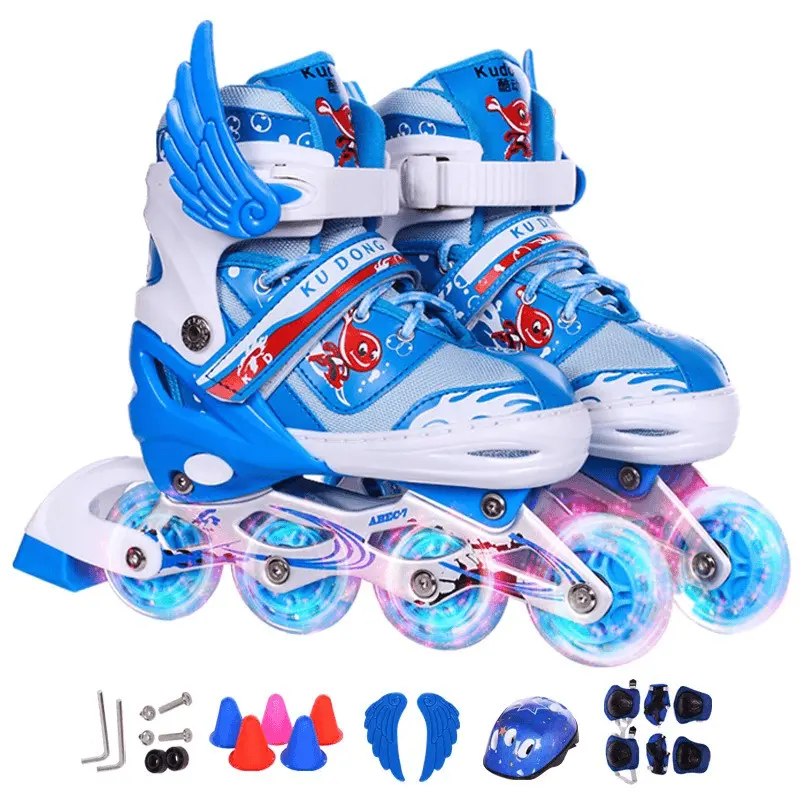 Skating skates for children, full-blue pairs of skating shoes for boys and girls of all sizes