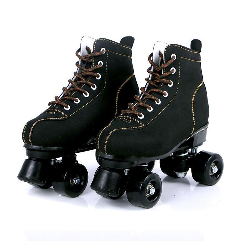 New black-and-white skates, adult four-wheel skates