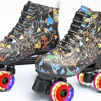 New adult pair of skates, four-wheeler skating shoes, adult male and female