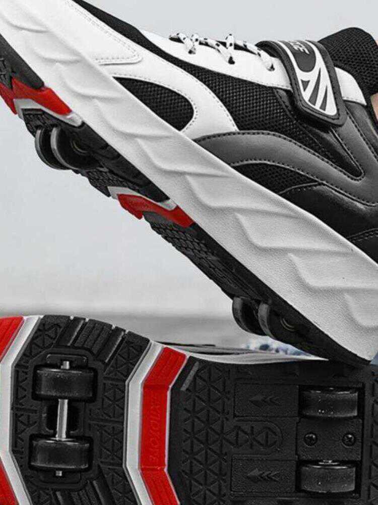 Li Ning's four-wheeled, fall-round primary schoolboys can shrink from an adult with a wheel