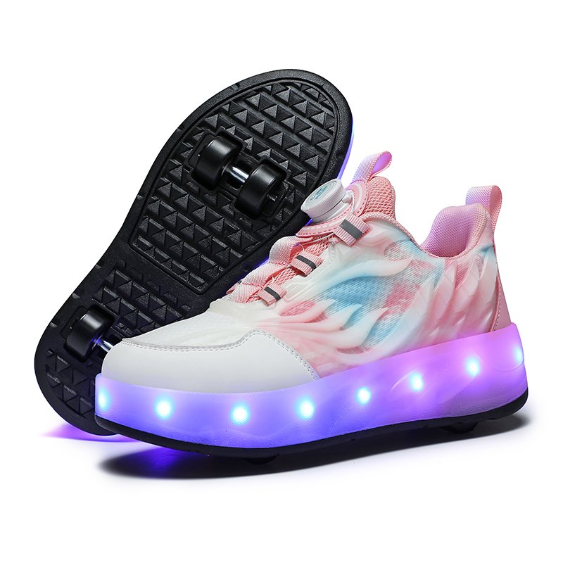 A new 2023 pair of shoes for girls and a red four-wheel princess boy