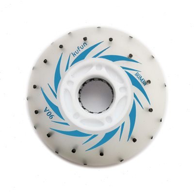 High-quality slide wheel flashing luminous pyrotechnic brakes swirling on the street and squirting flats and ice skates
