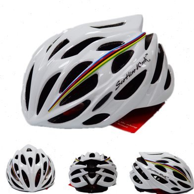 A new child ski helmet, a professional roller-college safety helmet, and a young child roller-on helmet